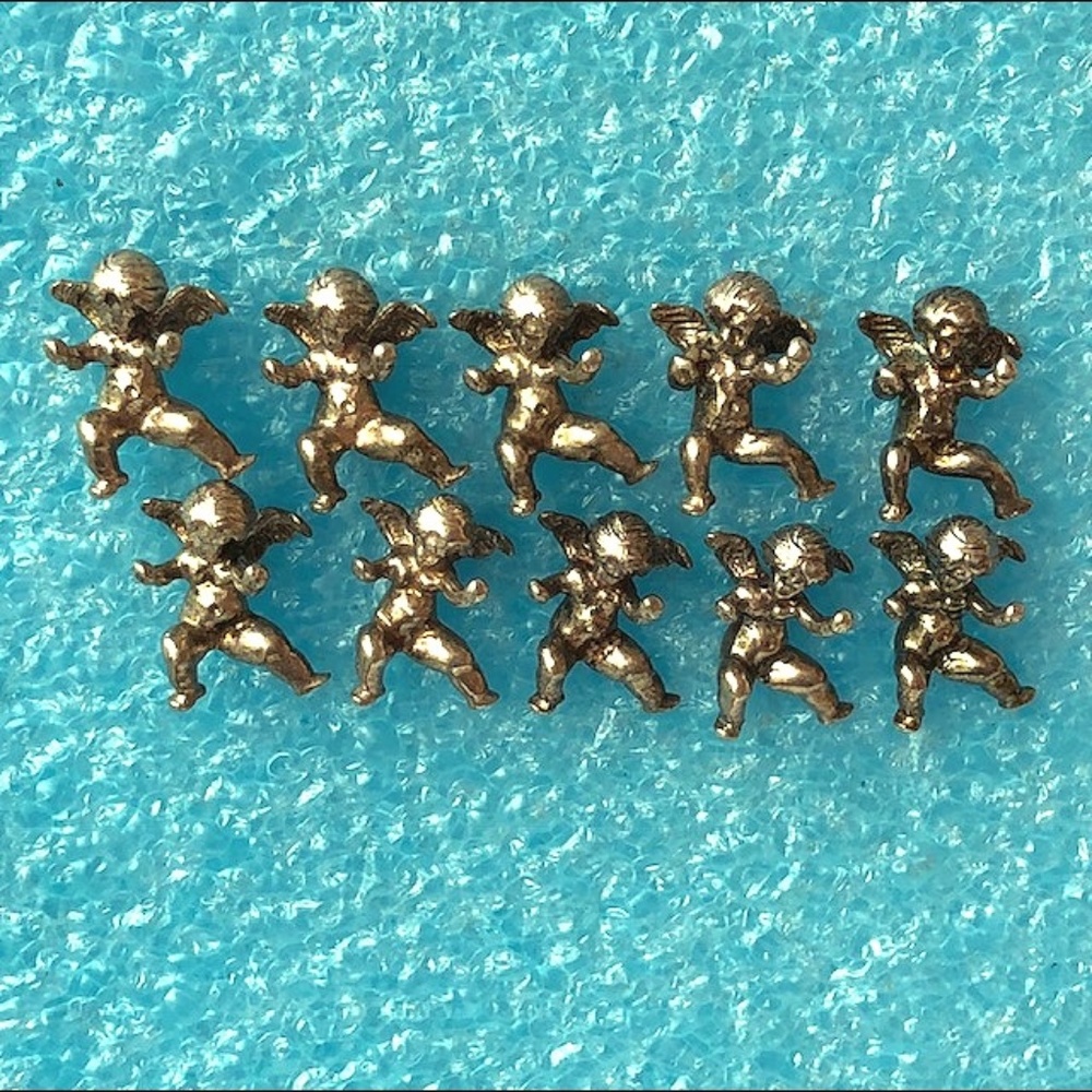 10 vintage sterling? silver angel tie lapel pins